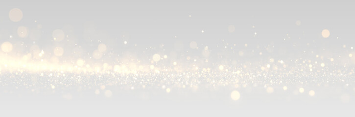 Obraz na płótnie Canvas Golden glitter dust dances through luminous light, spreading sparkle, shimmer over bokeh. Twinkle particle, stardust highlights flare. Festive magical sparks, glare, lens flare, PNG illustration. 