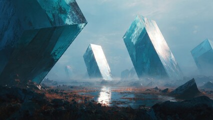 Naklejka premium Futuristic Crystal Landscape