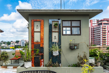 Roof terrace of high-rise residential building in Manaus, Amazonas, Brazil