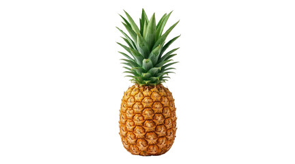 A vibrant, ripe pineapple stands upright, showcasing its spiky green crown and textured golden-brown skin, a symbol of tropical sweetness and natural freshness, perfect for healthy diets © Graphic Studio
