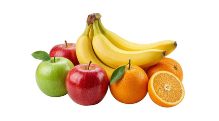 A vibrant and refreshing assortment of ripe bananas, juicy red and green apples, and bright, zesty oranges, showcasing a healthy and delicious selection of nature's bounty © Graphic Studio