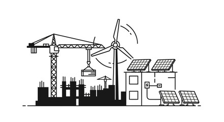 Obraz premium Renewable Energy Industrial Infrastructure Construction.