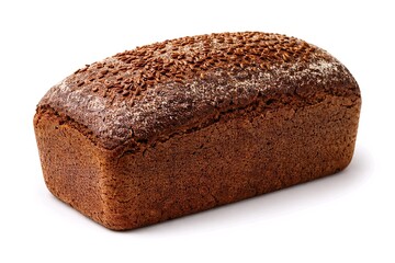 Dark Rye Bread Loaf Isolated on White Background
