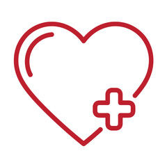 Obraz premium Red heart with a medical cross symbol on white background for health and care concepts