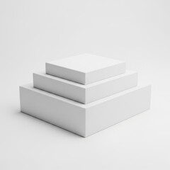 Three White Boxes Stacked in Minimalist Product Display