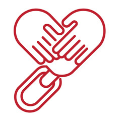 Obraz premium red line art handshake in heart shape symbolizing love and partnership agreement