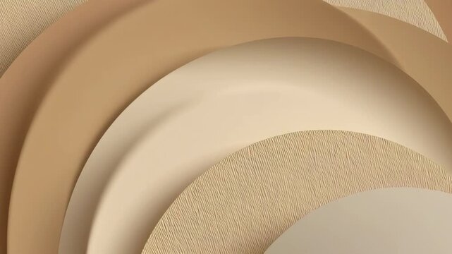Abstract minimalist background with overlapping moving beige curves and textured geometric layers in earth tones