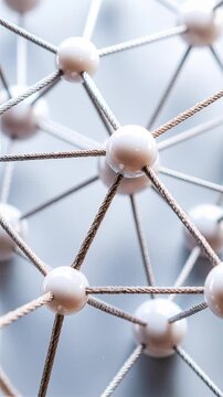 Dynamic network system with blue connectivity pulse in abstract molecular structure