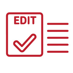 red edit icon with checkbox and lines on white background