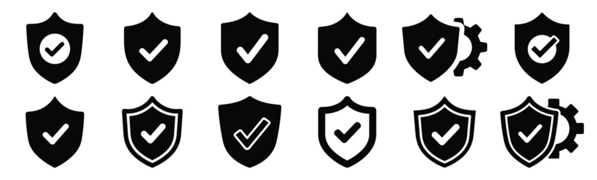 reliability protection icon set collection in silhouette vector style. Production icon collection vector illustration.
