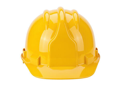 Bright yellow hard hat designed for construction worker safety and protection