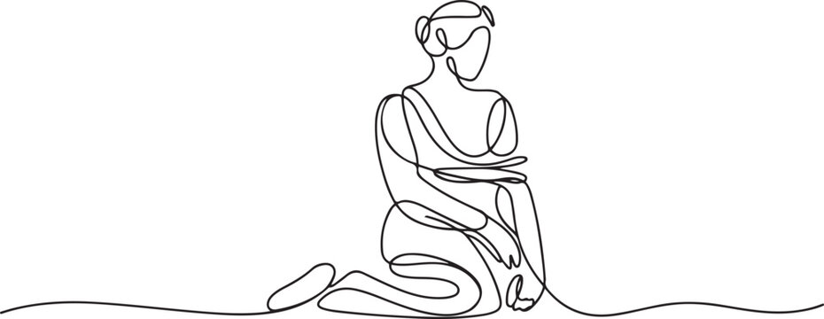 Statue vector illustration drawn. one line art icon drawing vector