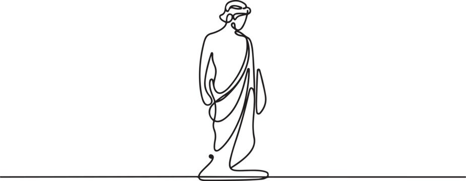 Statue vector illustration drawn. one line art icon drawing vector