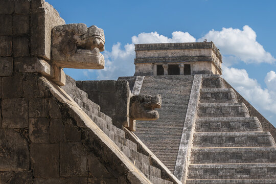 Venus Platform and Pyramid Temple of Kukulcan (El Castillo) - Chichen Itza, Yucatan, Mexico