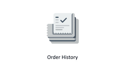 Fototapeta premium Order History: A stack of paper with a checkmark, symbolizing order history and a concept of record keeping. A representation of history and data of order processing, billing, or shipping. 