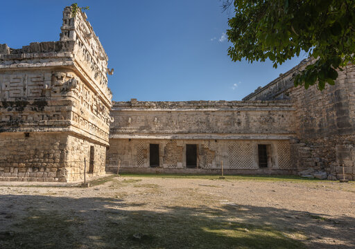 La Iglesia (The Church) and Building of the Nuns Annex at Monjas Complex - Chichen Itza, Yucatan, Mexico