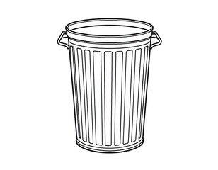 A simple illustration of a trash can in monochrome colors