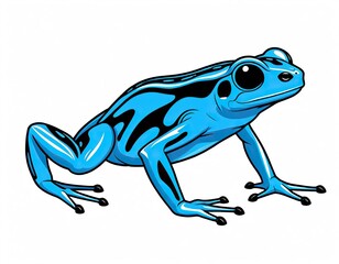 Fototapeta premium A blue and black frog sitting on a white surface