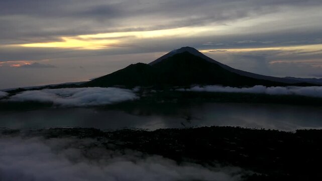 Bali, Indonesia &ndash; Mount Abang at Sunrise Above Cloud Inversion