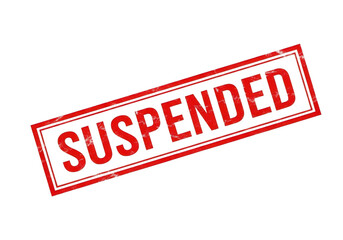 Red stamp with the word suspended prominently displayed
