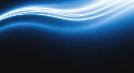 Fototapeta premium Glowing white light waves on dark blue background with streaks of illumination