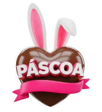 P&aacute;scoa Selo em 3D Cora&ccedil;&atilde;o com Orelhinhas de Coelhinho