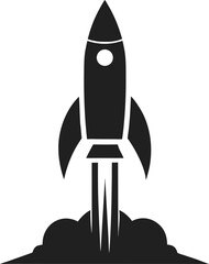 Fototapeta premium Rocket launch silhouette icon vector on white background 