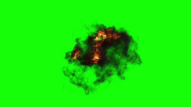 Spiraling flame and smoke reveal - VFX element on green screen, 4K Pro Res, 60fps
