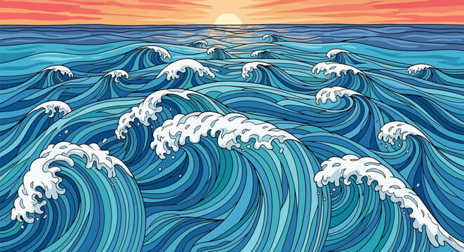 Ocean Waves Crashing Against Each Other.