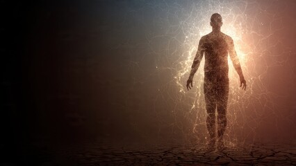 Obraz premium Ethereal Figure Emerging from Darkness