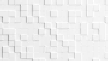 Abstract White 3D Cube Pattern with Random Raised Blocks and Soft Shadows