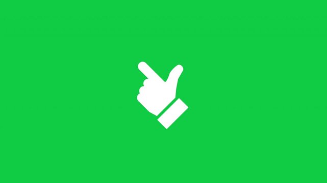 Animated Left-Upward Diagonal Pointing Hand For Cta Buttons And Social Media Overlays White On Green Background
