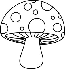 Naklejka premium A black and white drawing of a mushroom with spots