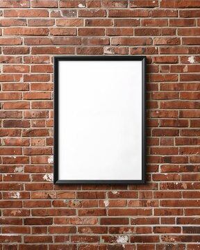 Blank frame against a textured brick wall, showcasing a classic design and aesthetic appeal. The frame offers space for personalization.