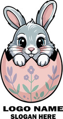 Obraz premium Cute cartoon Easter bunny happily holding colorful Easter eggs in a fun spring holiday illustration
