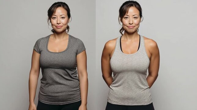Transformation and Confidence: A woman showcasing her journey, embodying the spirit of self-improvement and body positivity.