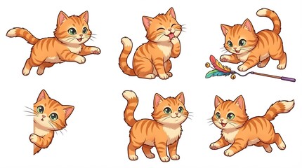 Obraz premium Collection of playful orange kittens in various poses and actions