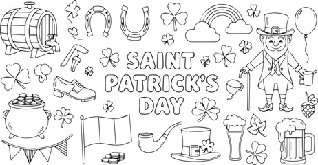 Obraz premium Saint patricks day icons and leprechaun