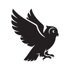 Obraz premium An owl spreads its wings in a minimalist logo design on a white background.