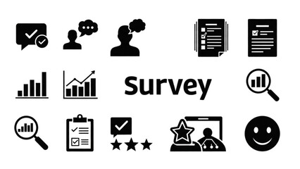 Vector Icon Sheet of Survey and Data Analysis Vector Icons