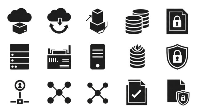 Vector icon sheet of various technology and security symbols