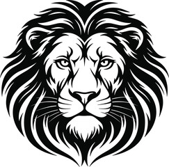 Black and white of a lion's head with a long mane animal 1 © MSTSHARMIN