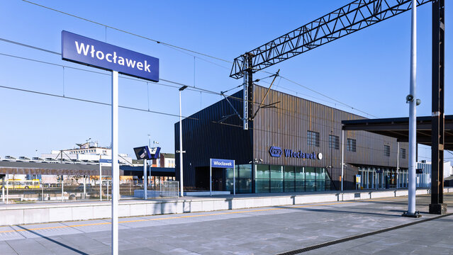 Wloclawek, Poland - March 9, 2026. Wloclawek main railway station.