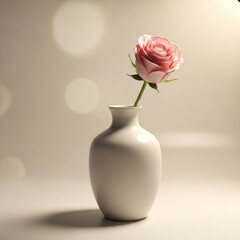 Fototapeta premium Pink Rose in White Vase