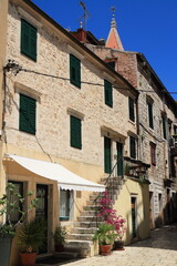 Fototapeta premium Historic Stone Building With Balcony Facade, Croatia
