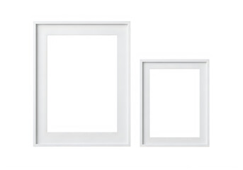 Two framed empty picture frames of varying sizes displayed side by side isolated on transparent background