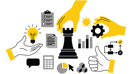 Strategic planning business solution with lightbulb ideas and chess rook © NAZMA