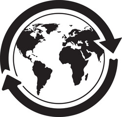 Obraz premium Global Recycling and Sustainability Icon: Earth Protection and Ecology Symbol