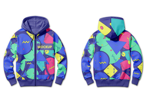 Zip Hoodie Front And Back Mockup