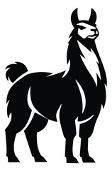 Fototapeta premium Silhouette illustration of a llama depicting a standing proud pose for animal and farm design